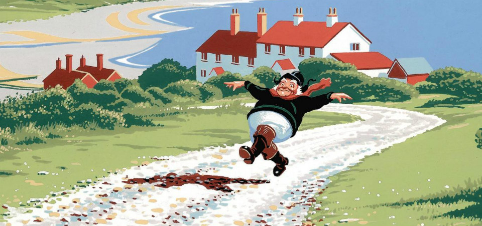 'The Road to Little Dribbling' cover image, an older man skipping