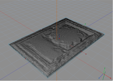 The digital 3D model of the gravestone