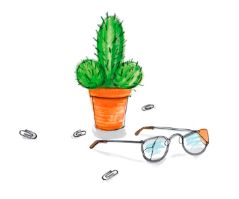 cactus, glasses