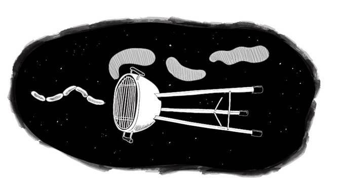 A BBQ floating in space