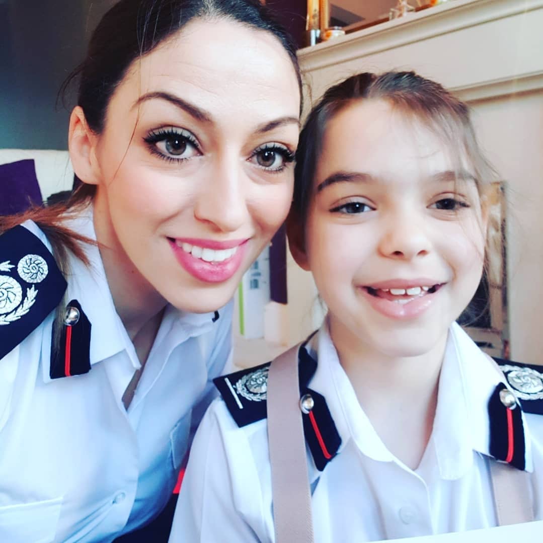 Firefighter Sabrina with her daughter, Gabby, who dressed up as her for World Book Day