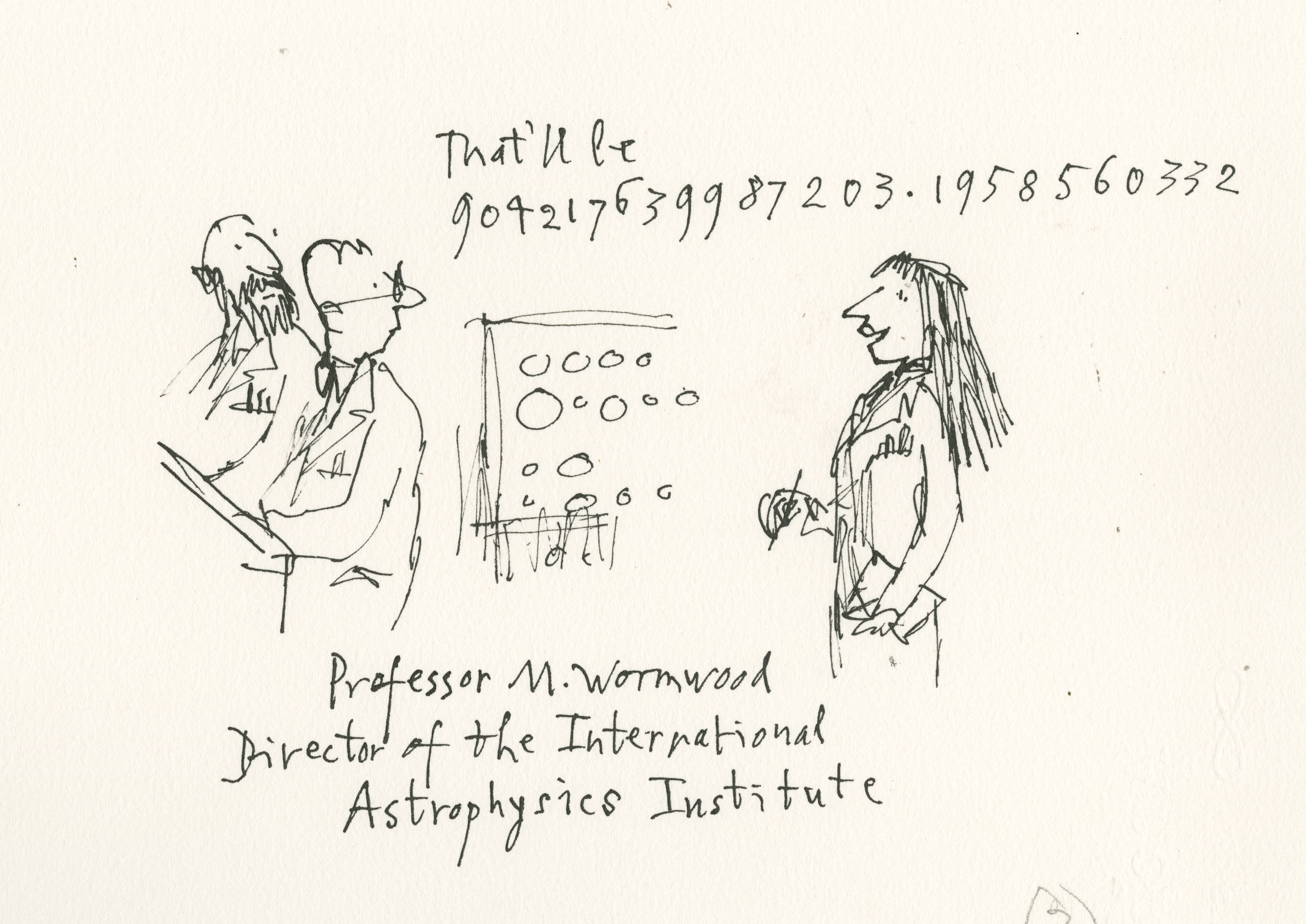 Matilda re-imagined as an astrophysicist for the 30th anniversary, by Quentin Blake