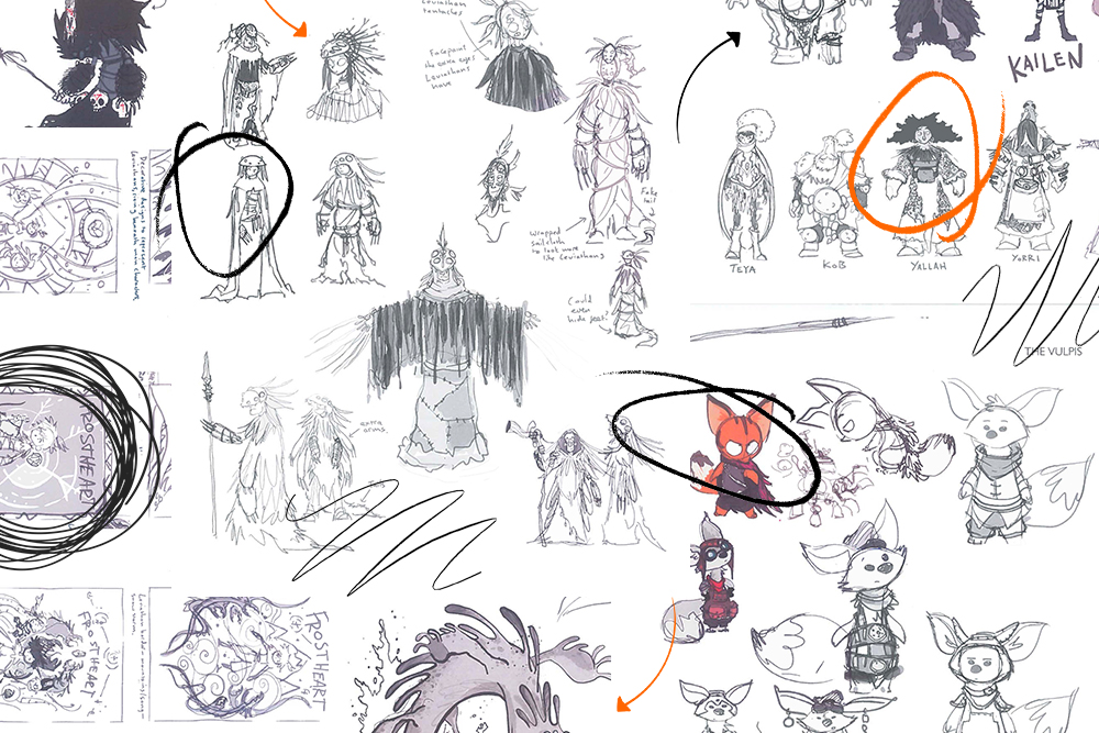 Doodles on Jamie Littler's sketches for Frostheart
