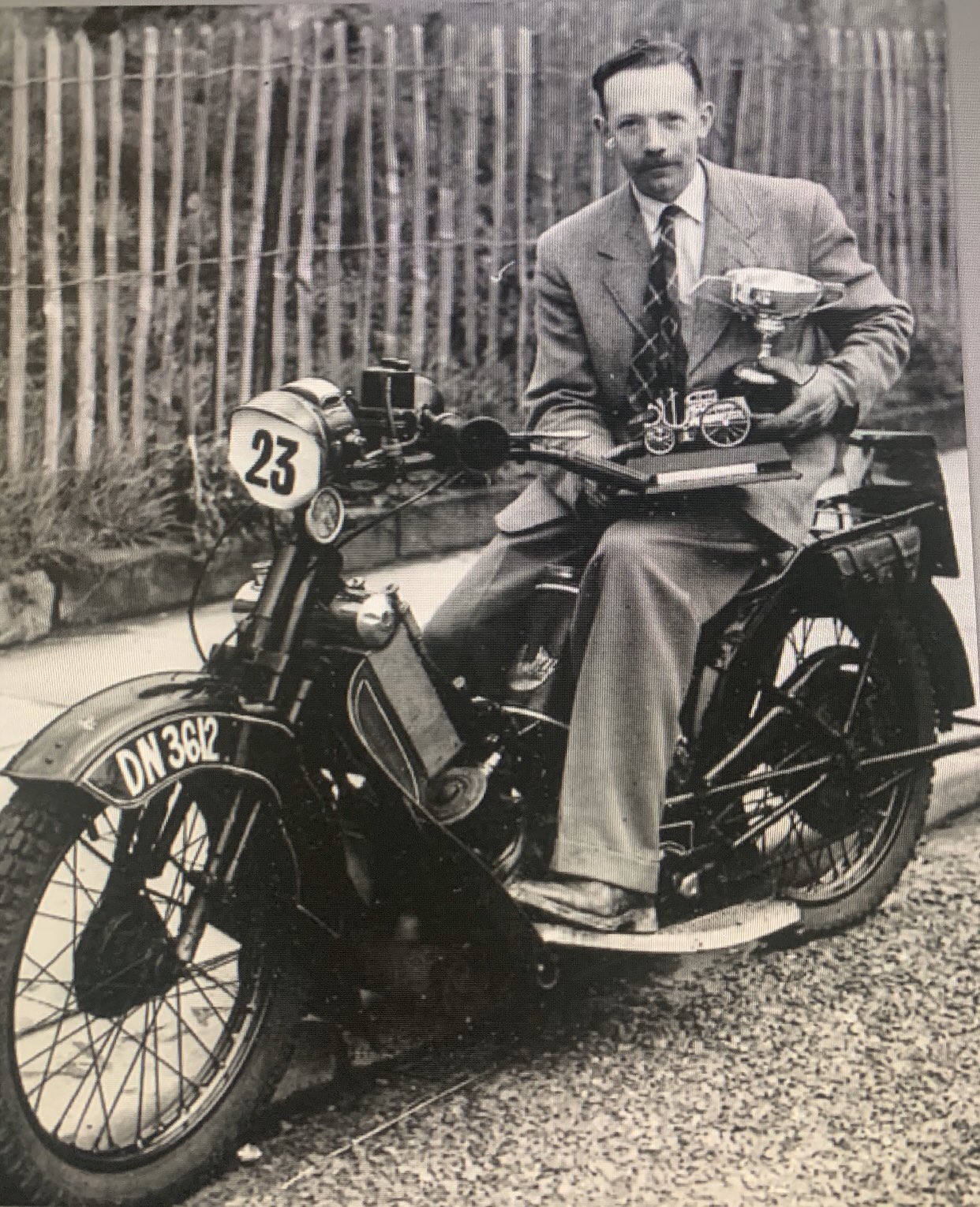 After his time in the army, Captain Tom Moore took part in races on his motorbike across Yorkshire