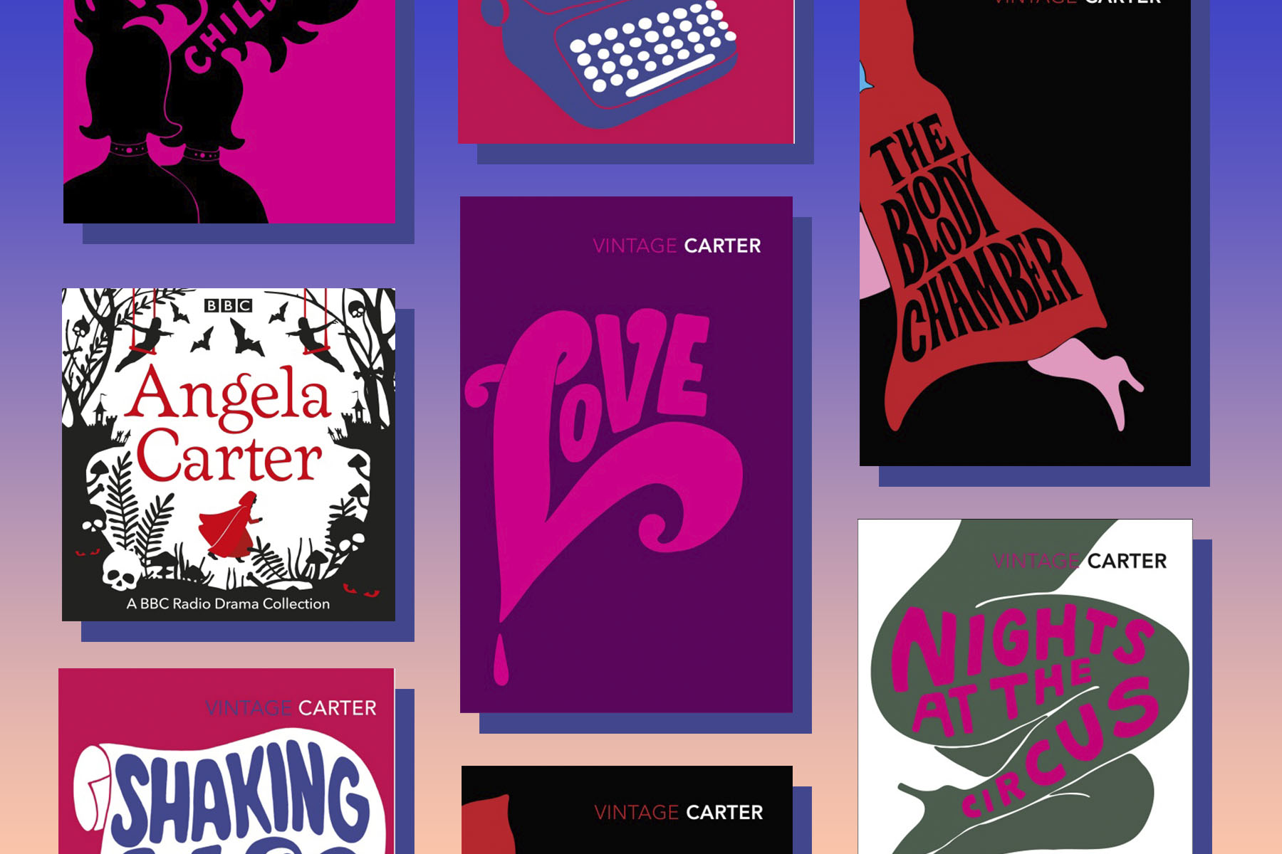 An image of book covers from author Angela Carter