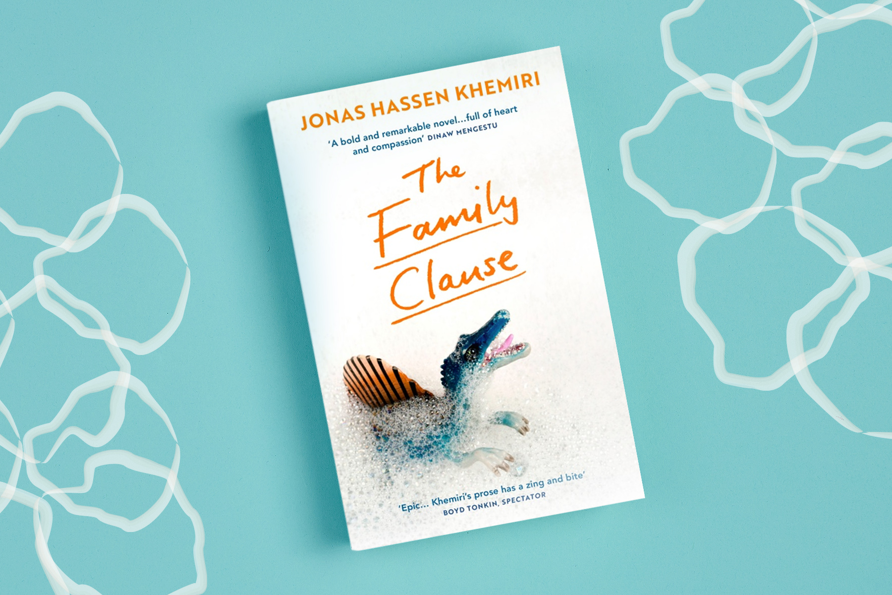 The Family Clause, written by Jonas Hassen Khemiri and translated by Alice Menzies, on a turquoise background.
