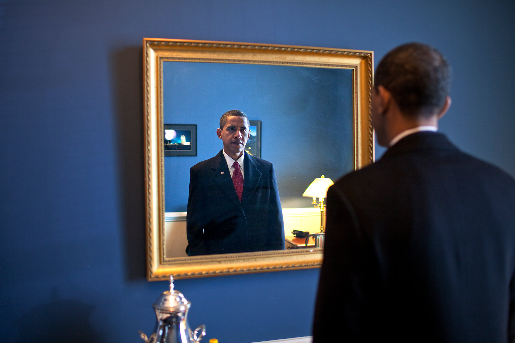 President-elect Barack Obama backstage at the U.S. Capitol before walking out to take the oath of office, January 20, 2009. 