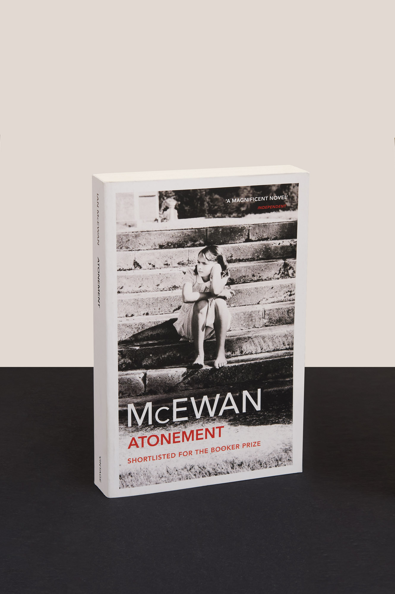 A photograph of the current paperback edition of Atonement