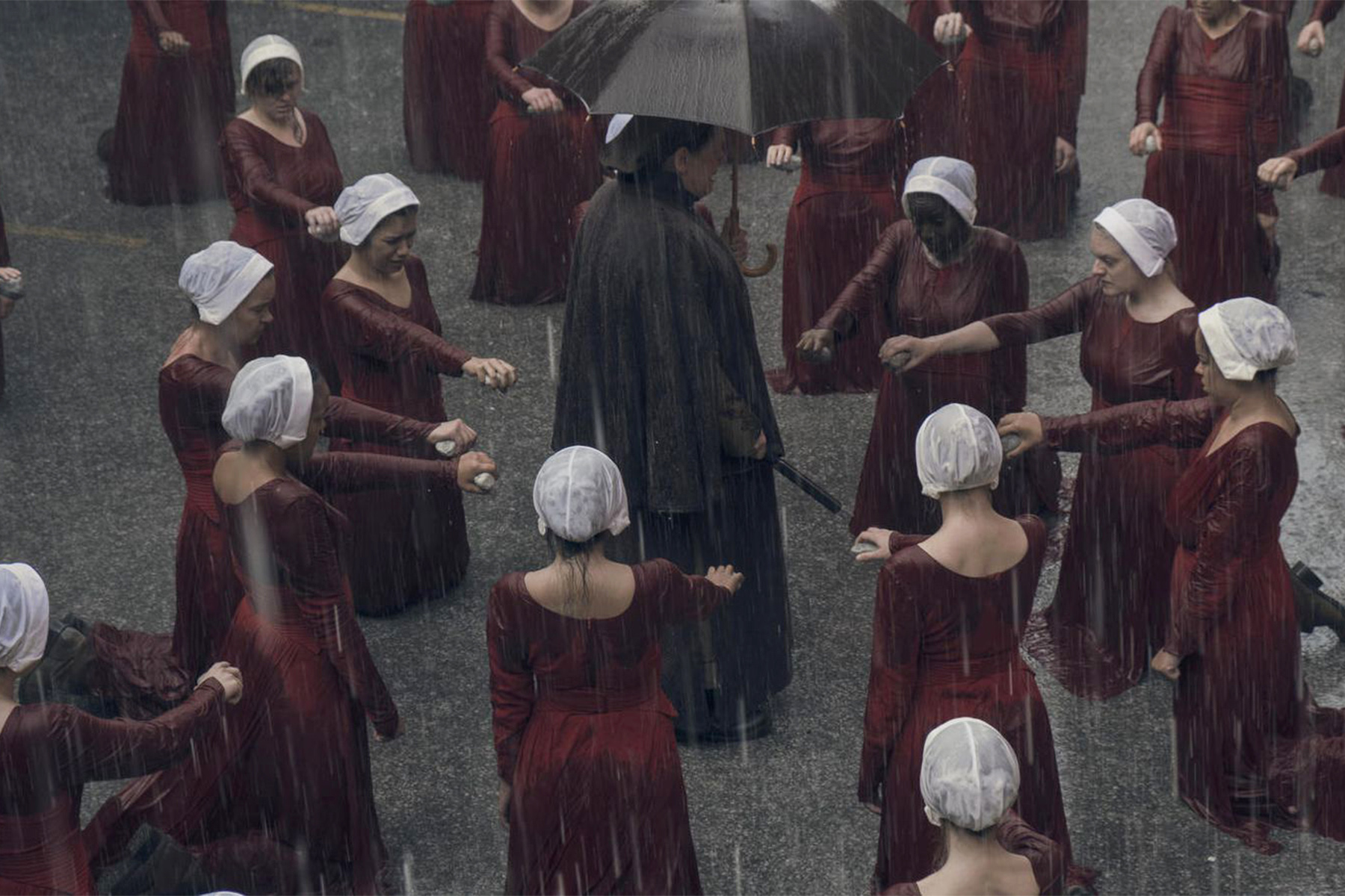 A still from the TV adaptation of The Handmaid's Tale by Margaret Atwood. Photo: Hulu