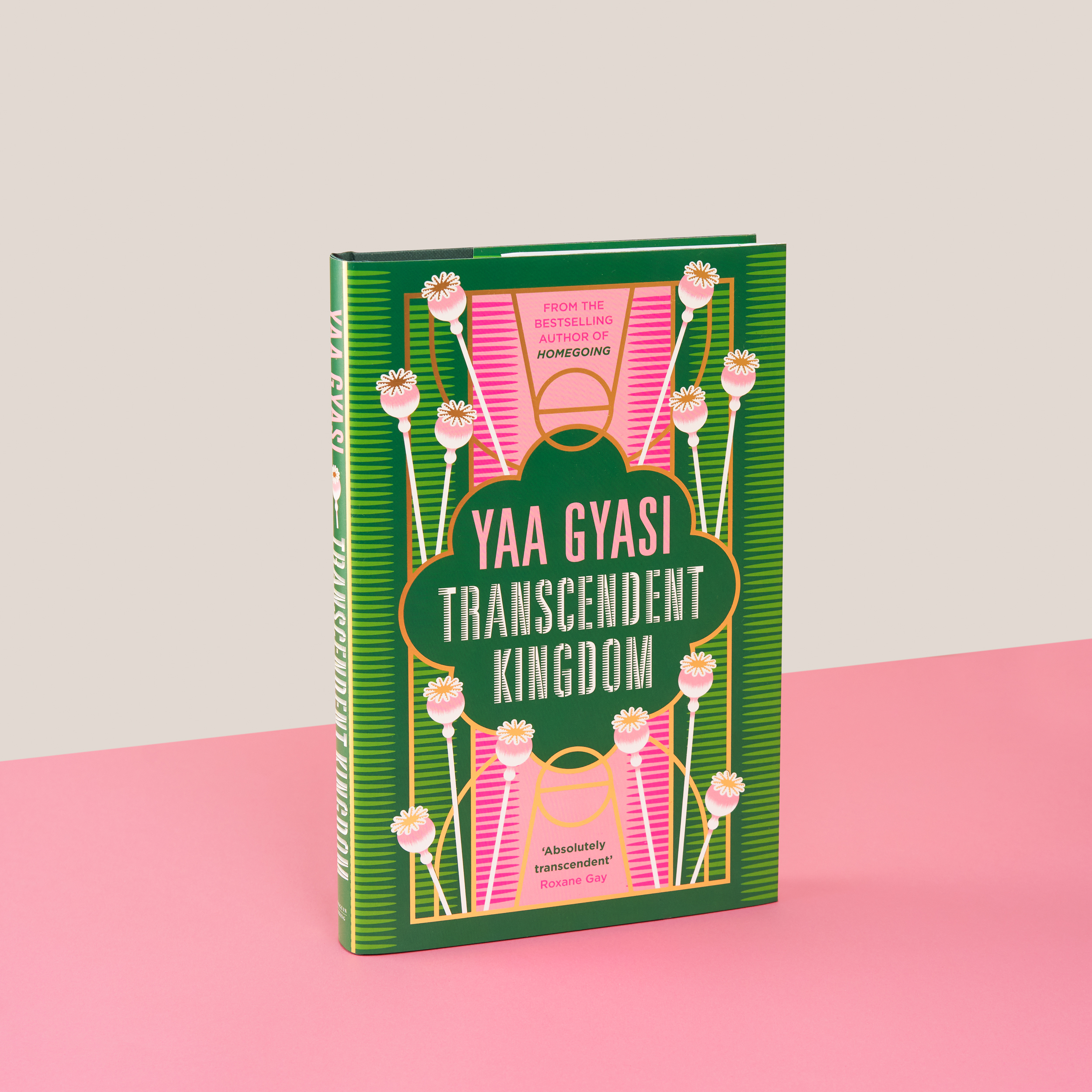 A photograph of Transcendent Kingdom on a pink and white background