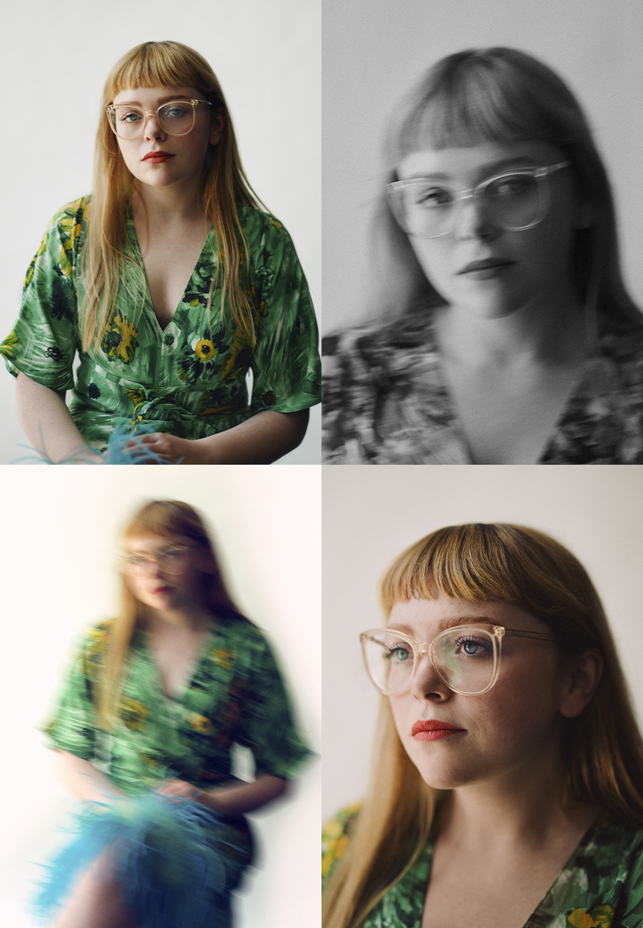 Four photographs of Megan Nolan side-by-side