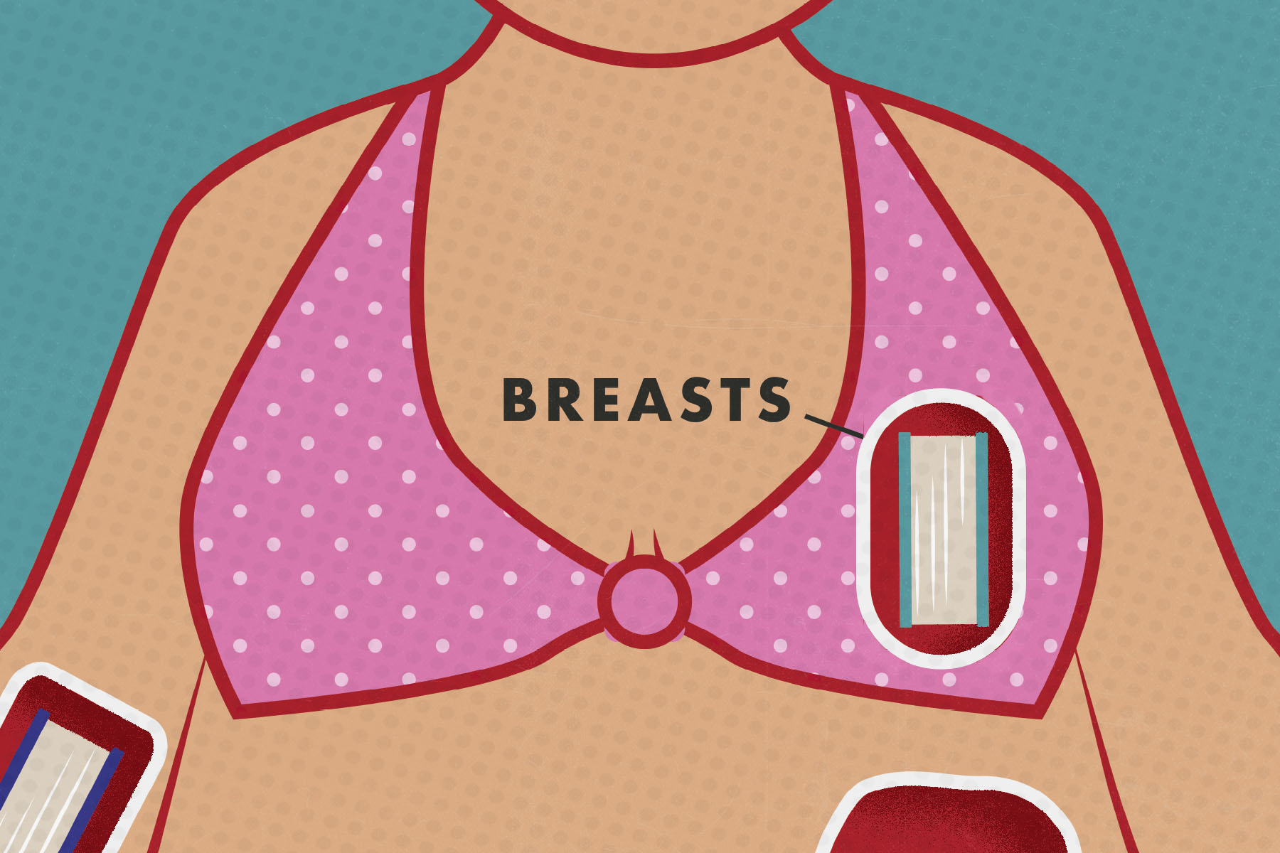 A boardgame-style illustration of breasts