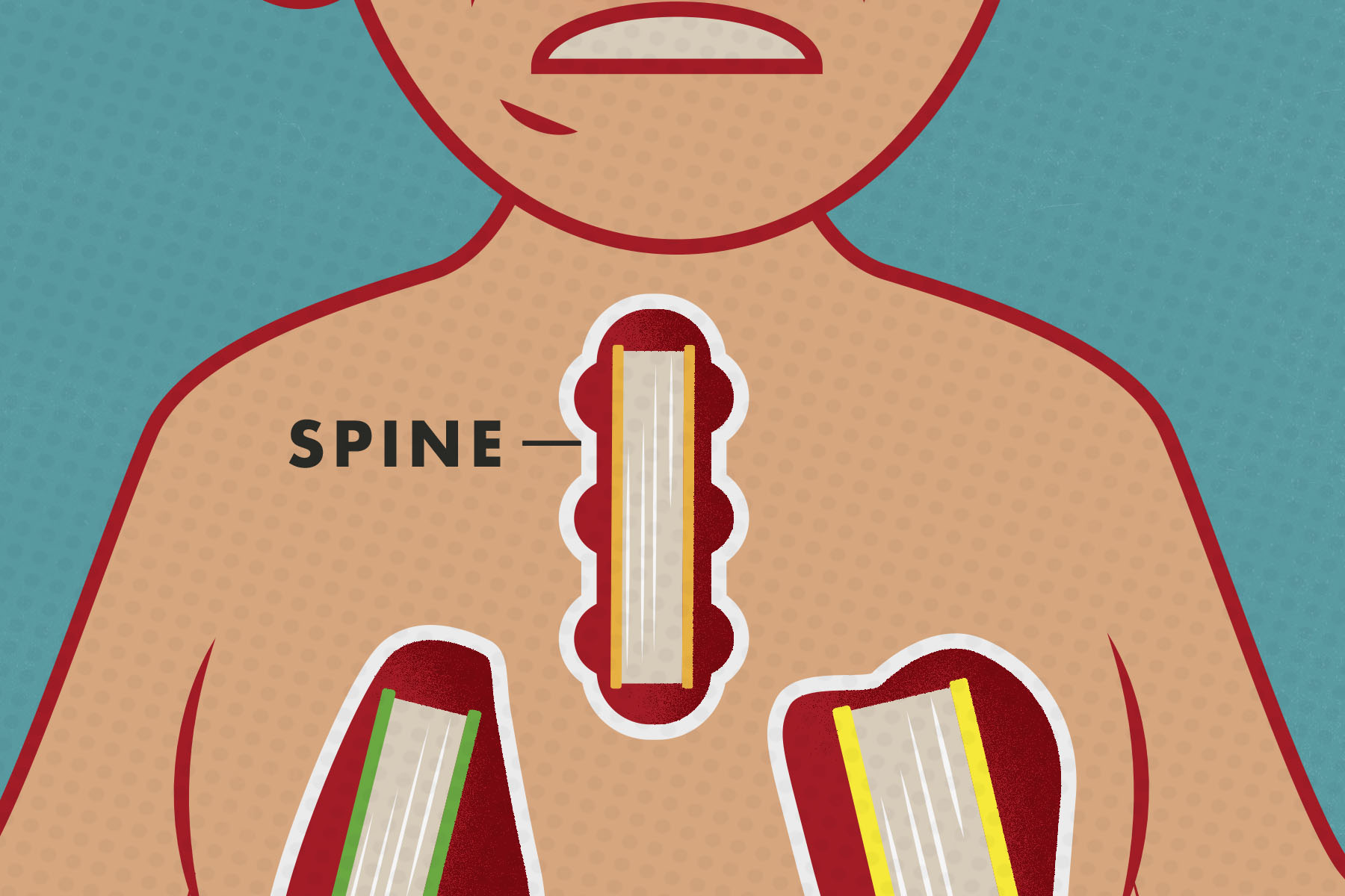 A boardgame-style illustration of a book as a spine
