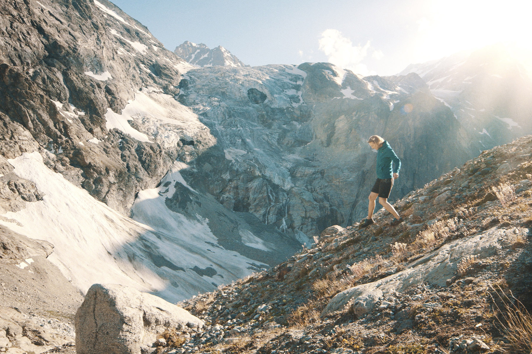 Jemma on the side of a mountain.