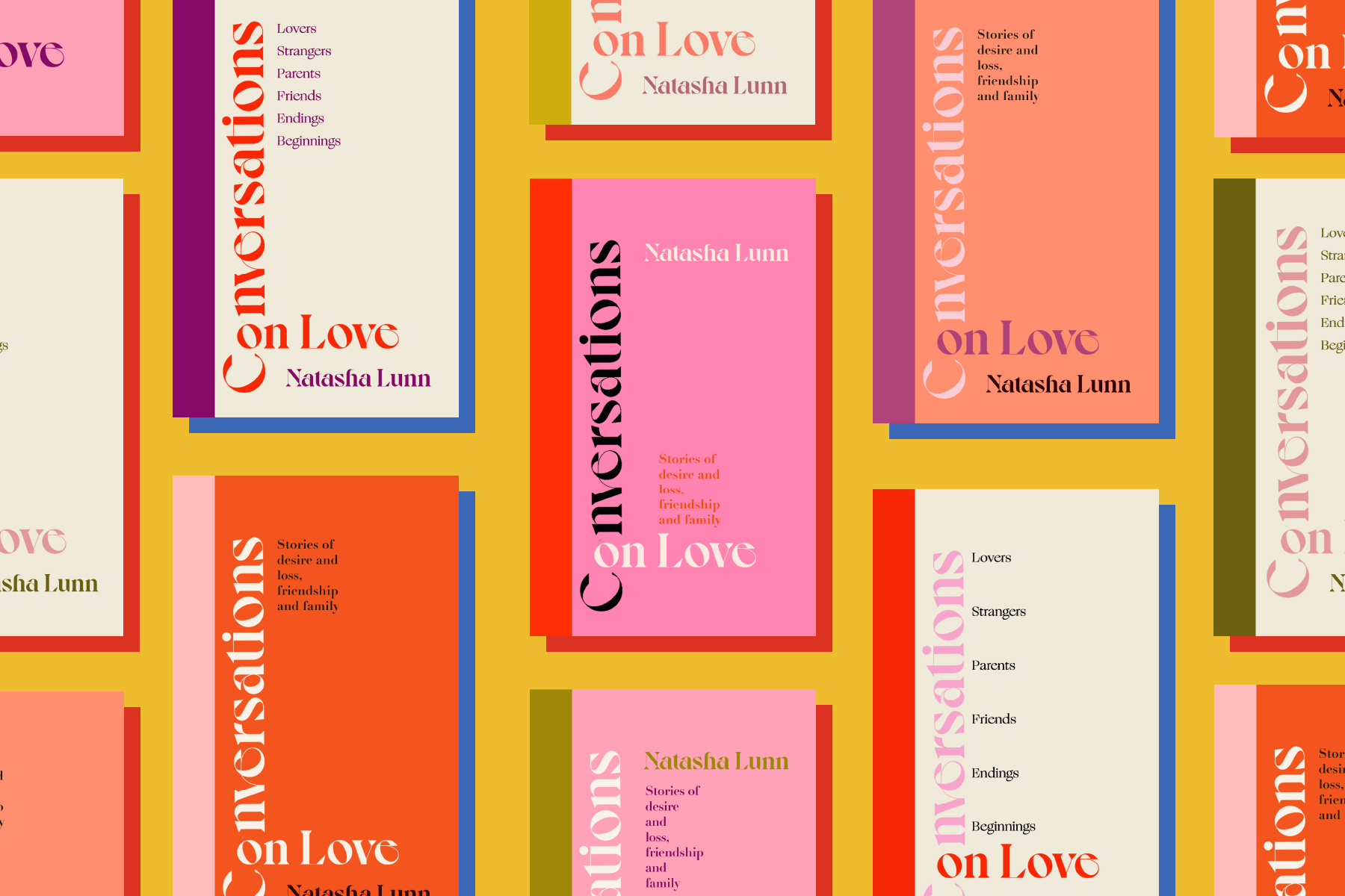 A flatlay of Anna Morrison's different colour options for the cover