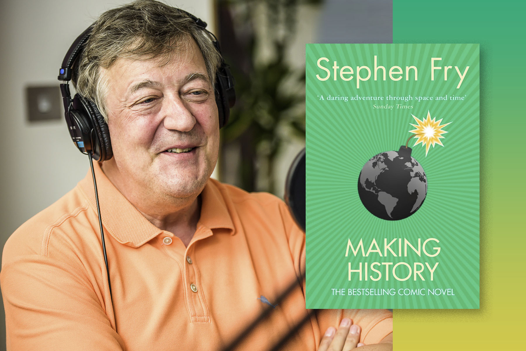 Stephen Fry recording the audiobook for Making History
