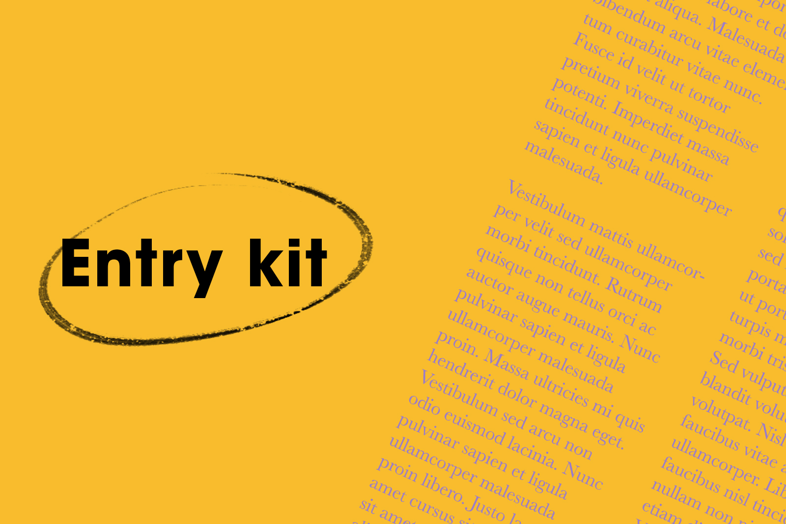 Entry Kit, the type is in black and written on a yellow background