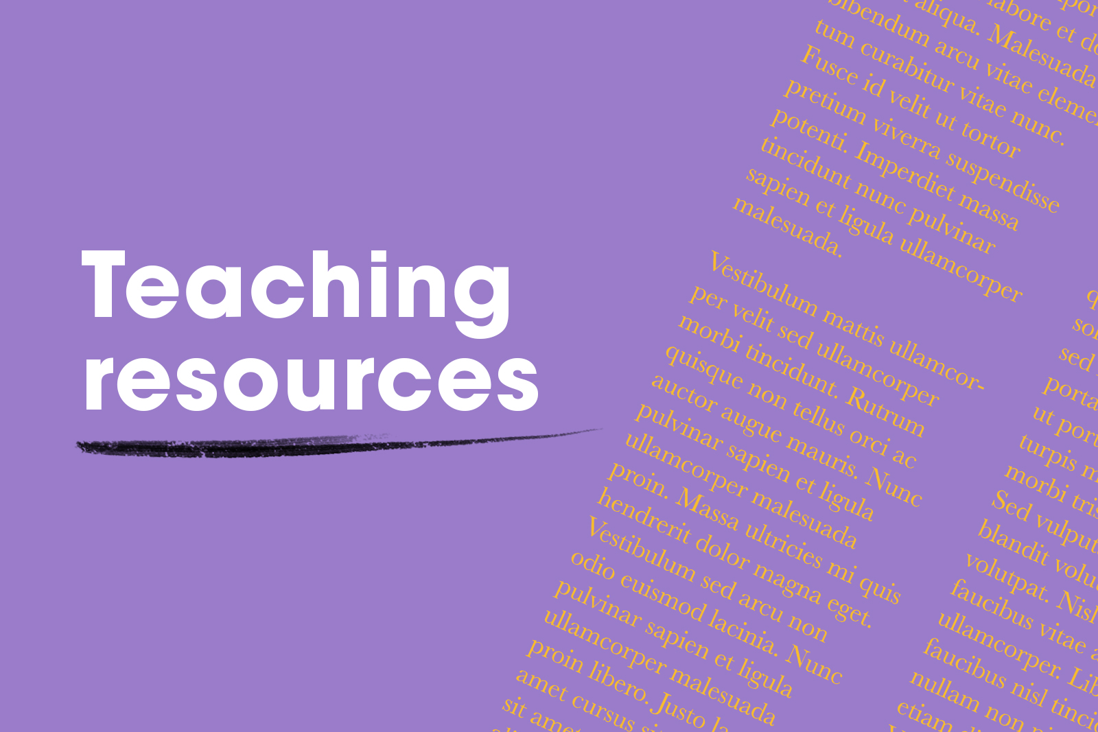Teaching resources written on a purple background