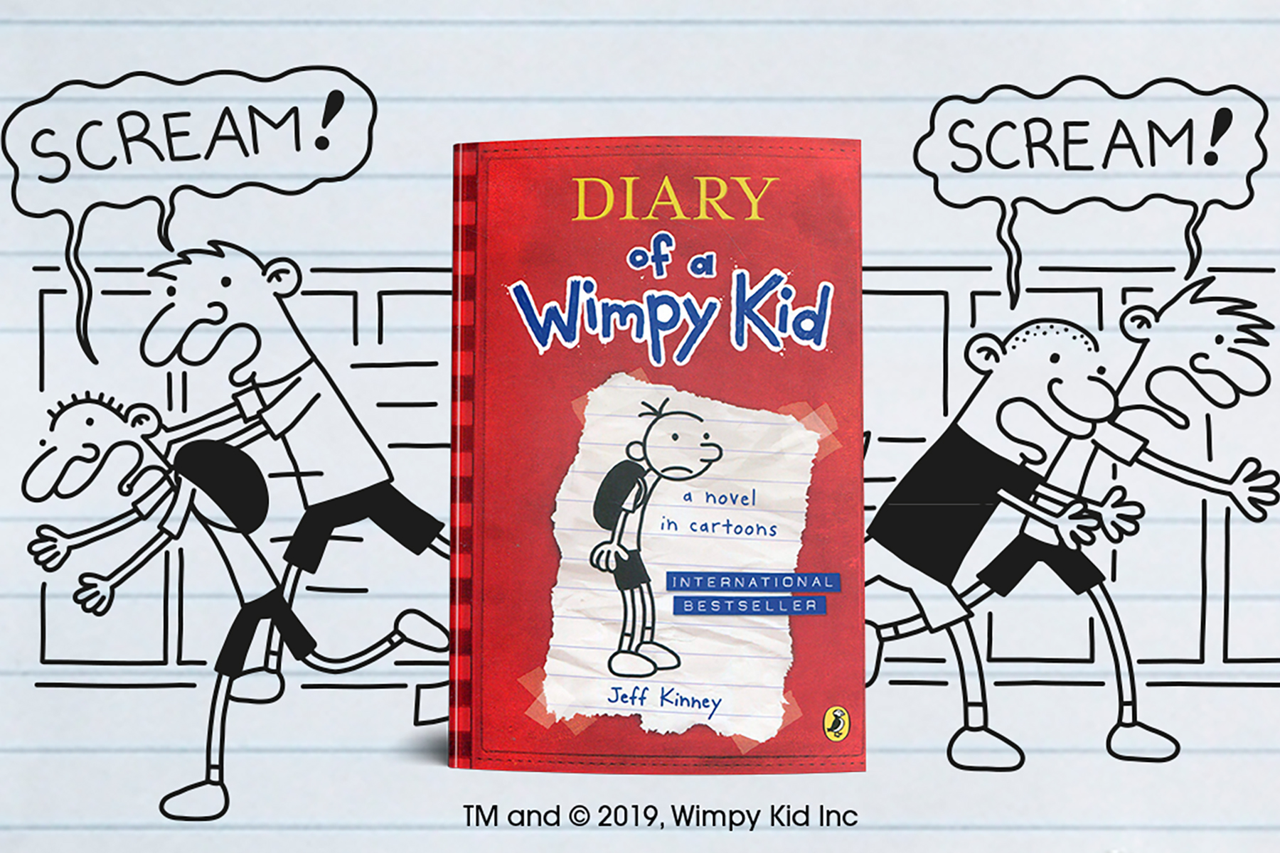 An illustration from the Diary of Wimpy Kid books by Jeff Kinney