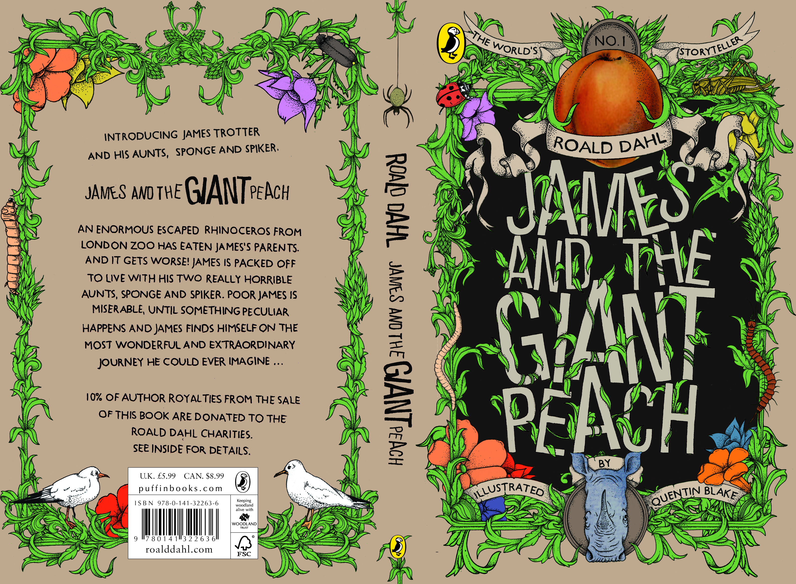 James and the Giant Peach book cover design