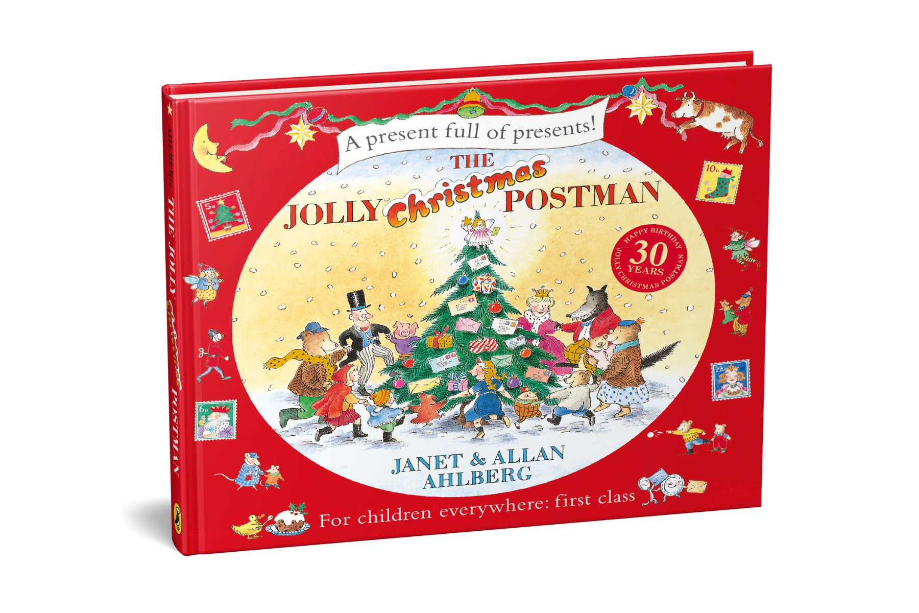 A photo of the book The Jolly Christmas Postman on a white background