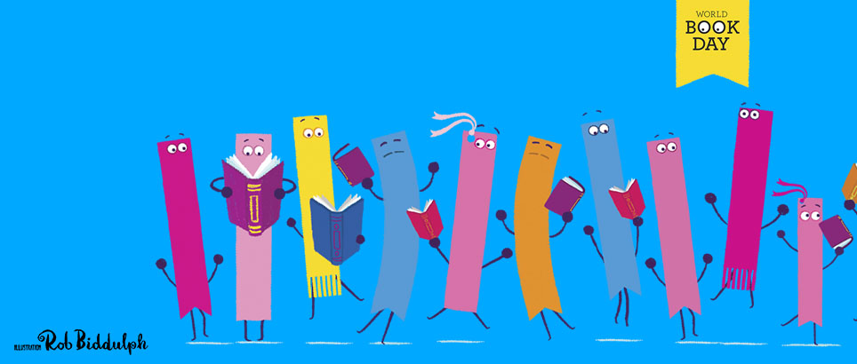 A colourful selection of the World Book Day bookmark characters