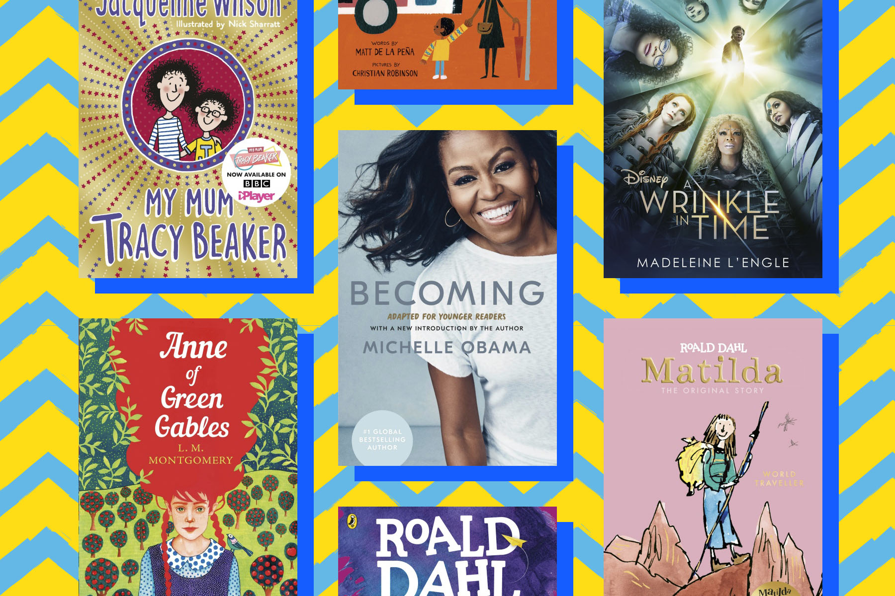 Photo of books of the top mother figures in children's literature, including Anne of Green Gables, My Mum Tracy Beaker and Michelle Obama's Becoming