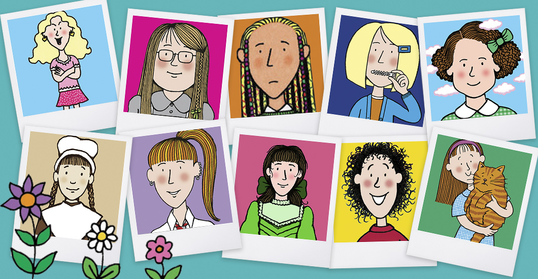 A selection of illustrations of Jacqueline Wilson characters by Nick Sharratt
