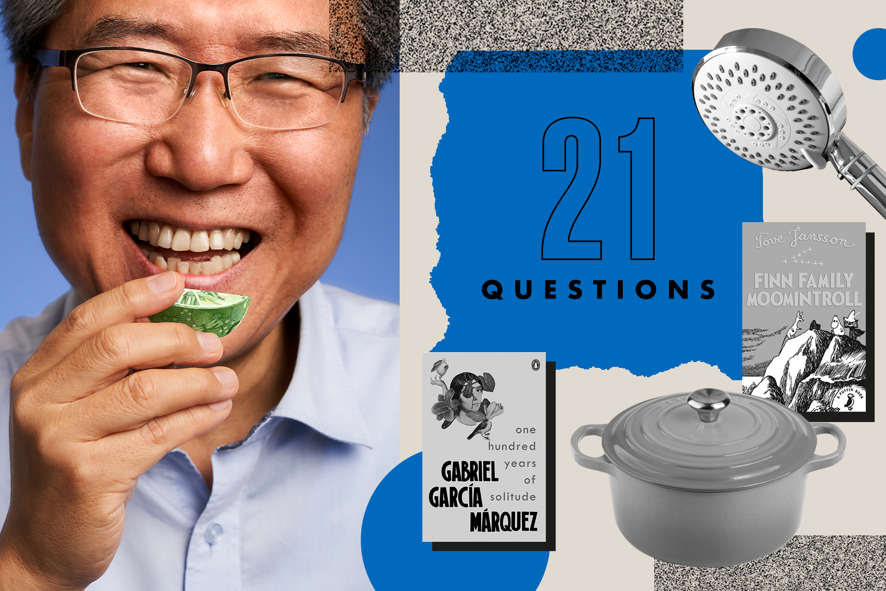 A photo of Ha-Joon Chang next to the feature title, 21 Question