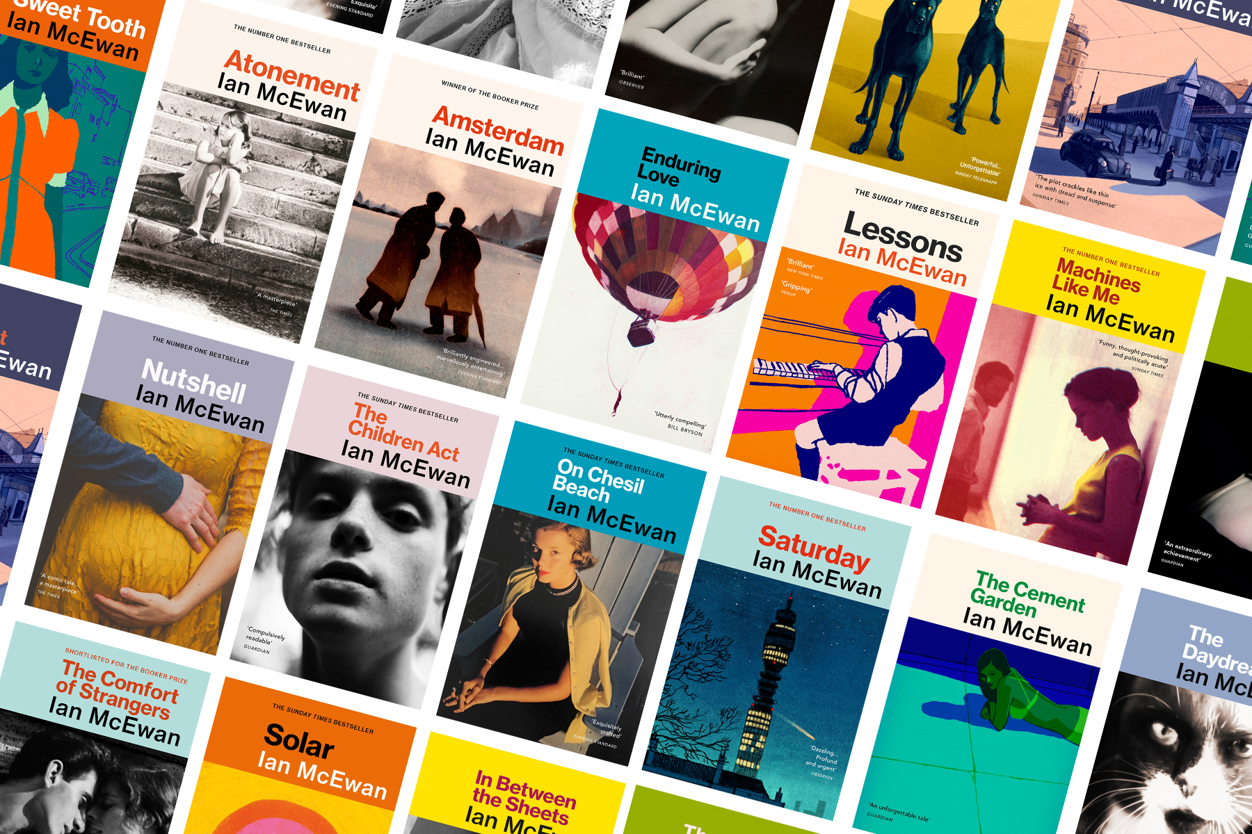 Ian McEwan book covers in a grid format