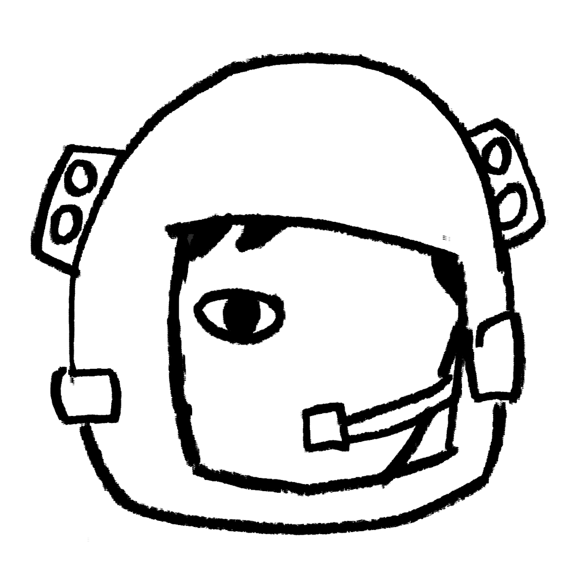 An illustration from the book Wonder by R J Palacio that shows the character Auggie with an astronaut helmet on