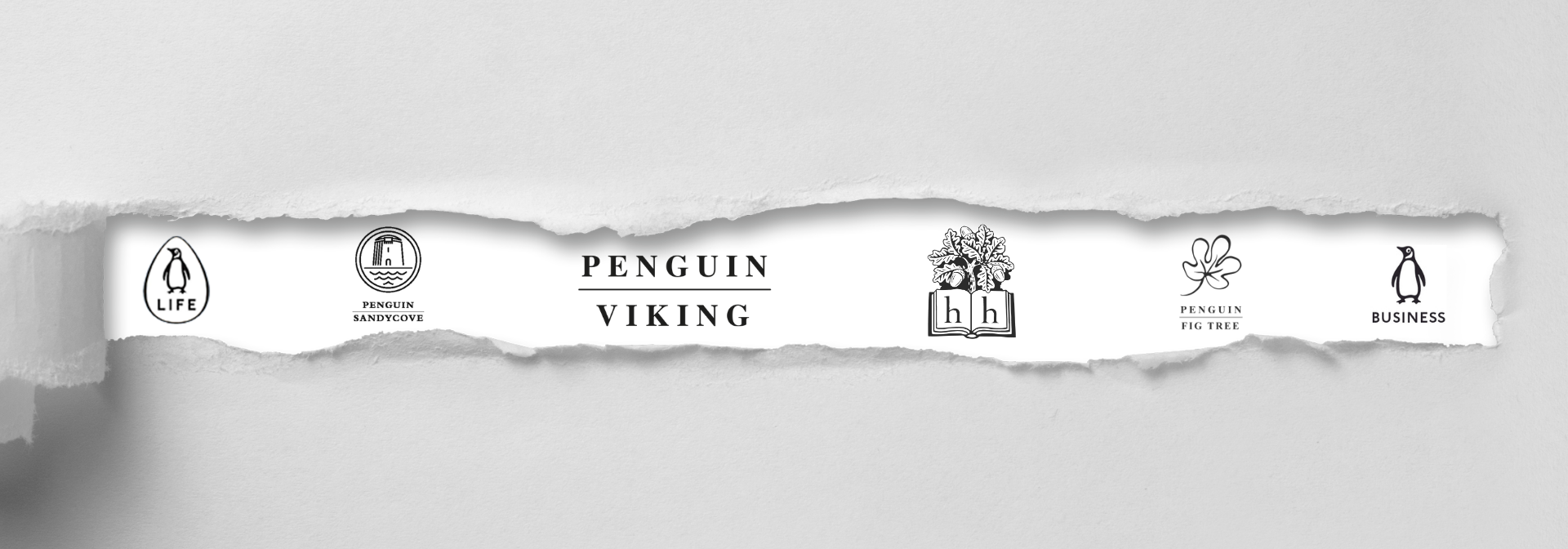 The logos for Penguin General imprints: Penguin Life, Sandycove, Viking, Hamish Hamilton, Fig Tee and Penguin Business.