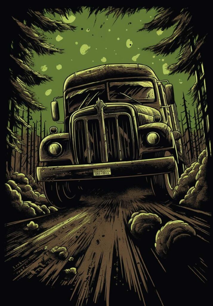 Comic book-style illustration of a truck