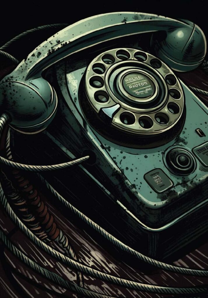 Comic book-style illustration of an old rotary phone
