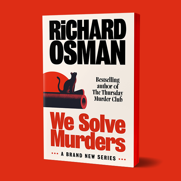 Image showing the Eason exclusive edition of We Solve Murders by Richard Osman - a trade paperback featuring red sprayed edges