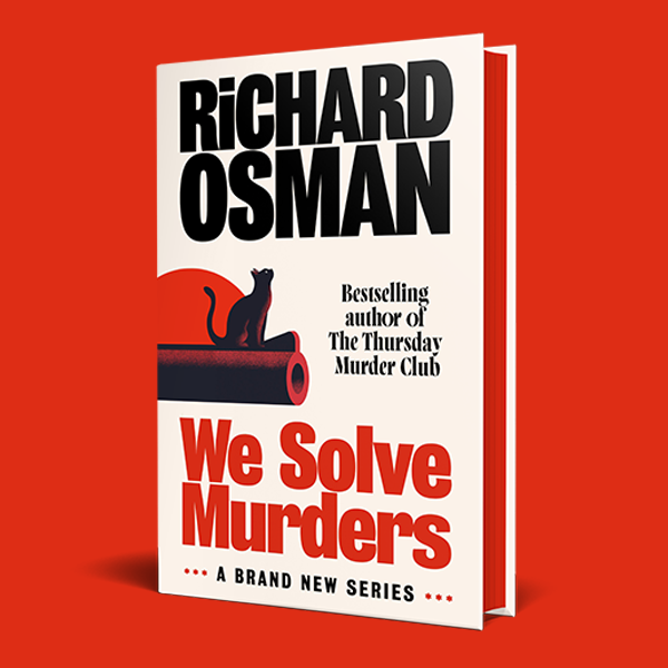 Image showing the independent retailers' exclusive edition of We Solve Murders by Richard Osman - a hardback with sprayed red edges