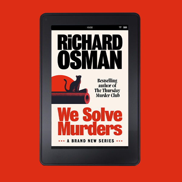 Image showing the book cover of We Solve Murders by Richard Osman on an eReading device