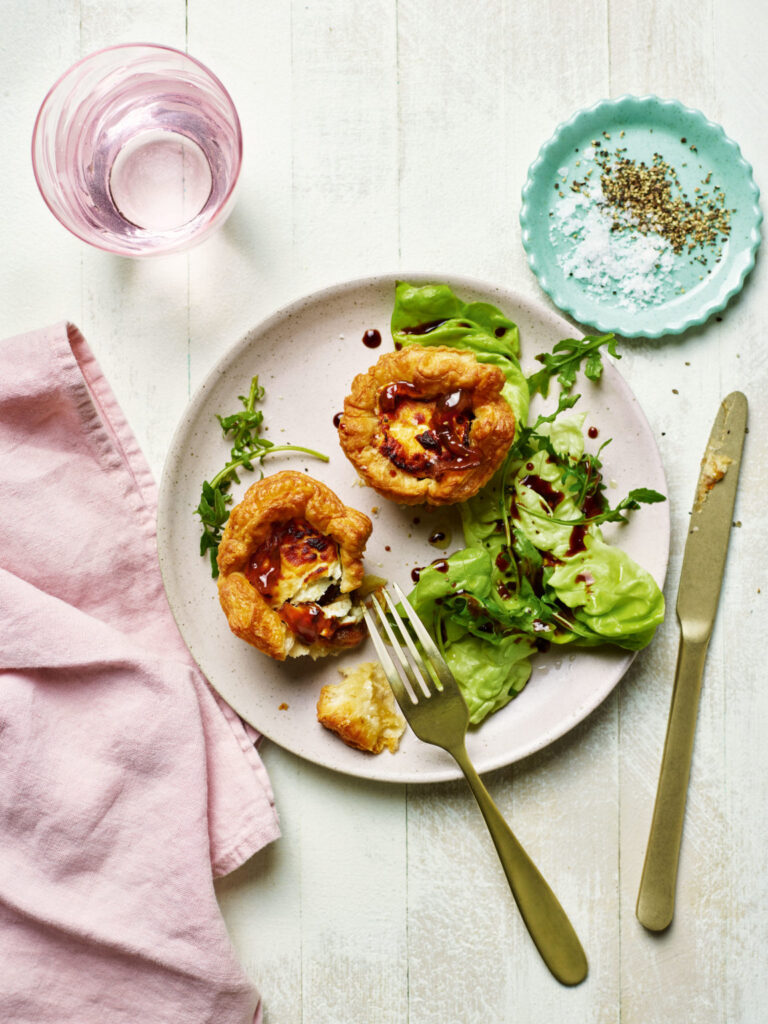 Goats cheese and caramelised onion tarts
