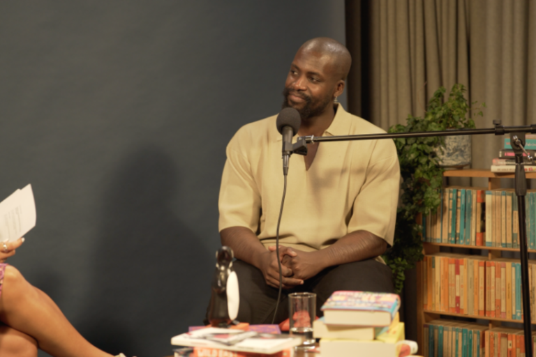 An image of author Derek Owusu in the Penguin Podcast studio