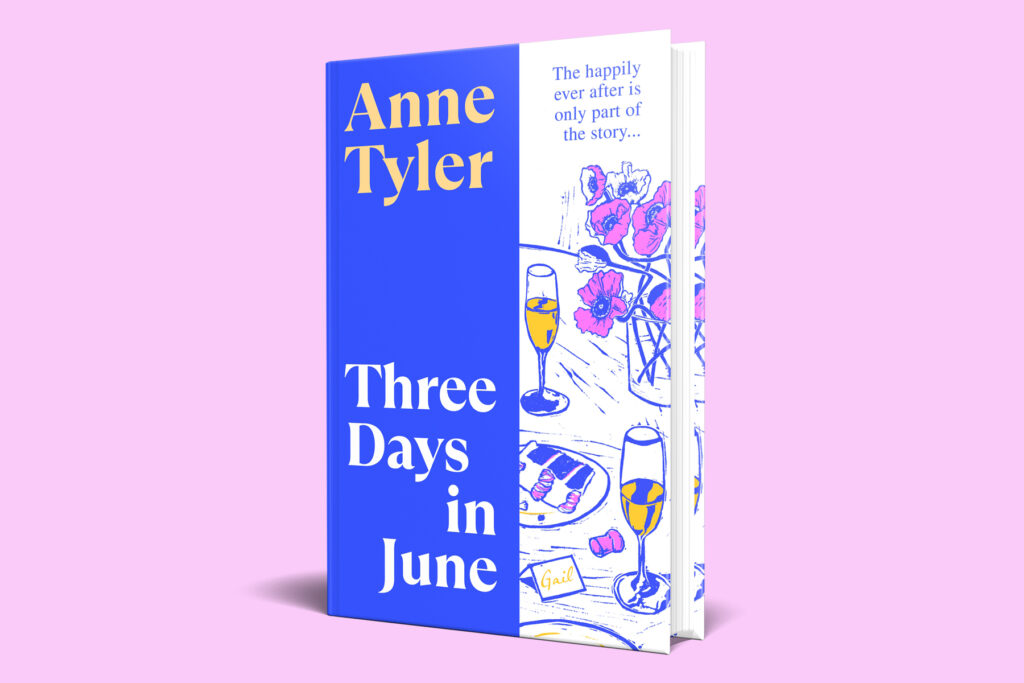 The cover of Three Days in June on a pink background